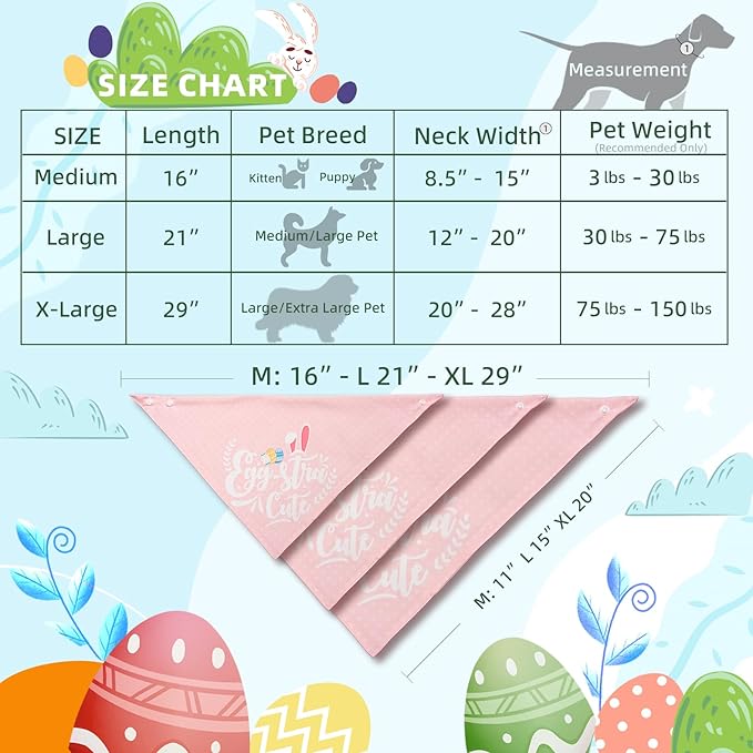 Easter 2-in-1 Dog Bandana with Egg-Stra Cute & Some Bunny Love Me Lovely Saying, Pink Pet Holiday Costumes Scarf with Snap Button, Small to Medium Breeds (5-30lbs)