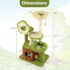 PETSITE Forest-Themed Multi-Level Cute Cat Tree, 40 Inches Tall with Sisal Scratching Posts, Condo, Dangling Ball, and Spring Toy, Ideal for Indoor Small & Medium Cats (21.5 x 16 x 40 inches)