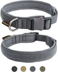 EXCELLENT ELITE SPANKER Tactical Small Puppy Dog Collar Nylon Adjustable Heavy Duty Military for Small Medium and Large Dogs Pet Soft Padded Dog Collar(Gry-M)