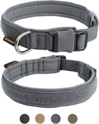 EXCELLENT ELITE SPANKER Tactical Small Puppy Dog Collar Nylon Adjustable Heavy Duty Military for Small Medium and Large Dogs Pet Soft Padded Dog Collar(Gry-M)