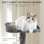 70" Multi-Level Cat Tree Tower with Scratching Posts, Toys & Condo - Space-Saving Design for Indoor Kittens, Compact Floor Footprint & Vertical Space for Multi-Cat Homes-Ashy