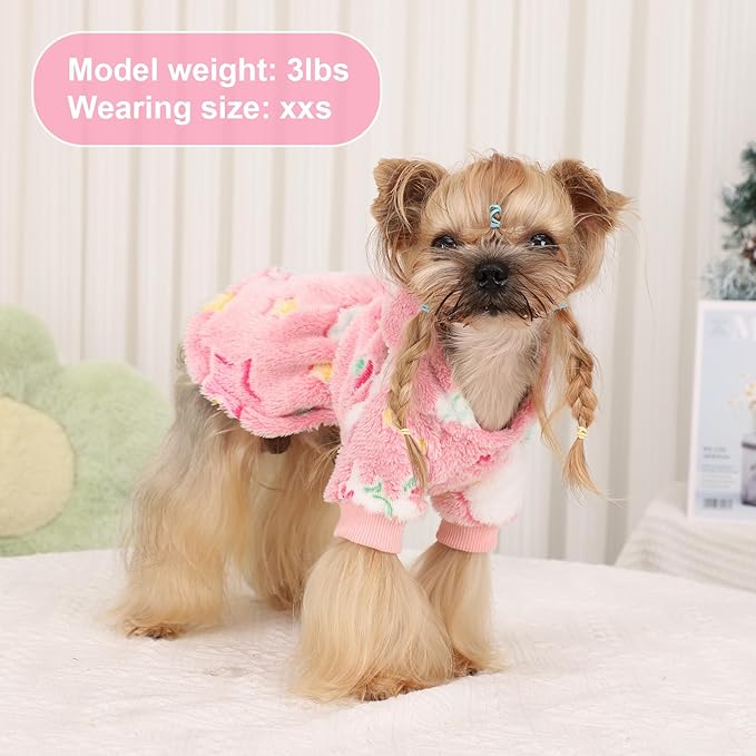 Dog Sweaters for Small Dogs Girl Night Glow Dog Hoodie Warm Fleece Doggie Sweatshirt Cute Puppy Dress Winter Pet Sweaters Doggy Clothes Outfit Apparel for Chihuahua Yorkie, Rainbow, M
