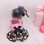 CuteBone Birthday Dog Dresses Velvet Holiday Small Dogs Clothes Onesie Pet Apparel Girl Puppy Skirt with Bow Hair Rope CVA48L-D