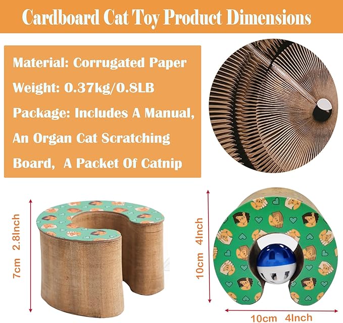 2 Pack Magic Organ Cat Scratching Board, Cat Accordion Scratching Post with Bell for Kitten Cats Interactive Kitten Fun Intelligence Physical Exercise Educational