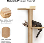 FUKUMARU Wall-Mounted Cat Tree for Small & Medium Cats, 5-Tier Tall Cat Climbing Tower with Scratching Post, Indoor Cat Wall Shelves for Climbing, Scratching & Lookout
