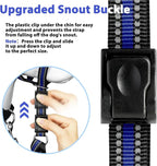 BARKLESS Soft Dog Head Collar, Patented Padded No Pull Head Halter, Training Nose Leash with Safety Link for Medium Large Dogs, Adjustable Muzzle Leash, Easy Control for Walking(Blue, L)