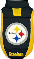 NFL Pittsburgh Steelers Puffer Vest for Dogs & Cats, Size Small. Warm, Cozy, and Waterproof Dog Coat, for Small and Large Dogs/Cats. Best NFL Licensed PET Warming Sports Jacket
