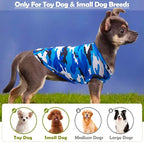 PET SHOW 4 Pack Paw Bone Printed Dog Clothes Shirts Soft Vest Lightweight Sleeveless Cats Doggies T-Shirts Puppies Tank Top Tee for Small Medium Dogs White Black Pink Blue (Medium, Blue for Boys)
