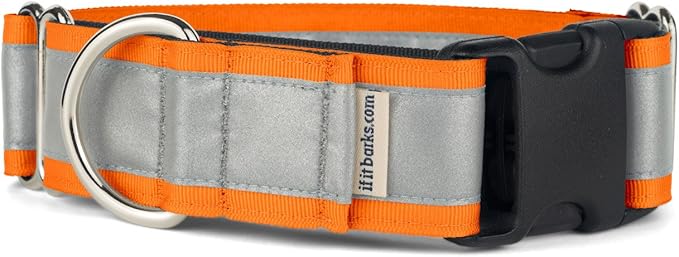 If It Barks - 1.5" Reflective Martingale Collar with Quick Snap Buckle for Dogs - Adjustable - Made in USA - Strong, Durable, and Comfy - Ideal for Training - Fits Most Breeds - Large, Orange