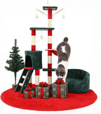 55" Christmas Cat Tree with Cozy Condos, Sisal Scratching Posts & Plush Fabric, Cats Tower with Large Perch Activity Center for Kittens to Adults Cats, Fits Living Room, Bedroom, Apartments