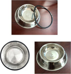 YUDANSI 2 Stainless Steel Dog Bowls, Puppy Cat Feeding Bowls, Shallow Cat Dish with Rubber Base, Mini and Small Pet Feeder Food Water Plate (XS-6oz)
