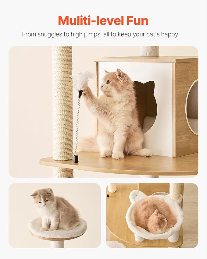 Happybuy Large Cat Tree, 68.9 inches Tall, Cat Tower, Multi-Level Cat Condo Furniture Activity Center with Cozy Perches, Sisal Scratching Posts, Big Kittens House for Indoor Cats Play & Rest