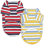 Dog Shirts Cotton Striped T-Shirt, Summer Pet Clothes for Small Dogs, 2-Pack Soft Puppy Apparel Cat Tee, Breathable Stretchy, Red Yellow M