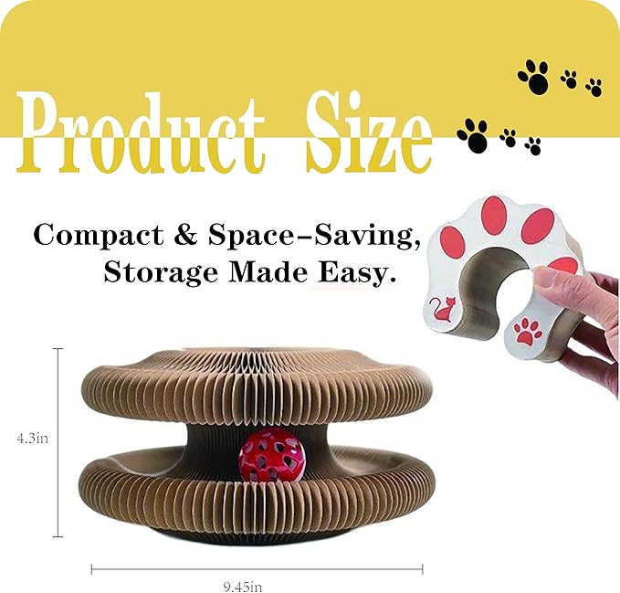 Kitty Cat Toy Scratching Board,Magic Organ Cat Toy, Made of Recyclable Corrugated Cardboard,cat Scratch Board Equipped with Balls and Bells,Scratch-Resistant and Abrasion-Resistant,Foldable for Indoor