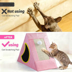 Upgraded Cat Scratcher House, 3 in 1 Foldable Sisal Cat Scratcher, Double-Sided Usability, Durable Cat Furniture for Cats to Play, Scratch, and Sleep