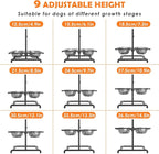 Elevated Dog Bowl Stand with 4 Stainless Steel Bowls (1700ml/58oz) – 9 Height Adjustable Raised Pet Feeder from 4.9" to 14.5" for Large Dogs & Multi-Pet Homes, with Bone Name Tag