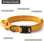 Tactical Dog Collar, Adjustable Military Training Nylon Dog Collar with Control Handle and Heavy Quick-Release Metal Buckle for Small Medium Large Dogs, Yellow XL