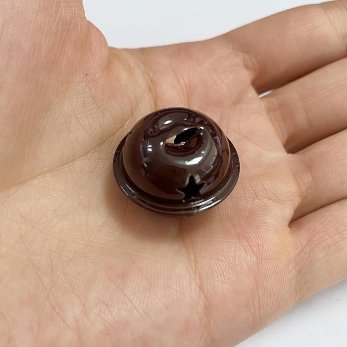 Pack of 50 Brown Small Bells for Crafts, 1 Inch Jingle Bells Little Bells for Crafting Dog Training Doorbell Cat Collar Christmas Tree Wedding Decorations (Brown)