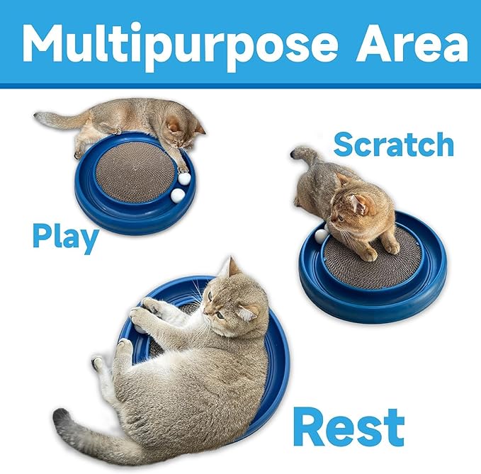 Cat Scratching Board for Indoor Cats,Scratch Pad Pro for Cats,Round Cat Scratcher Refill,Natural Recycled Corrugated Cardboard Supports Pet Behavior and Relieves Stress- 3 Count