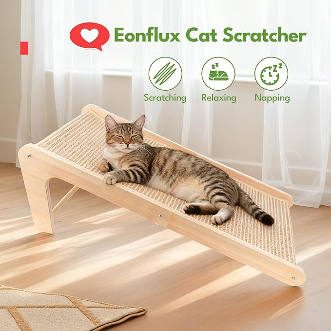 Eonflux Cat Scratcher, 27 Inch L Shaped Cat Scratching Board for Indoor Cats, Wall Mounted Furniture Protector Tall Scratch Pad, Large