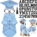 5 Pcs Dog Graduation Costume Set Include 2026 Pet Graduation Gown with Stole Puppy Grad Cap Lensless Glasses DIY Letter Stickers for Dogs Cats Holiday Costume Accessory(Light Blue,L)