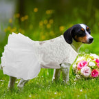ASENKU Dog Dress, Dog Wedding Dress, Pet Lace Princess Dress with Bows for Wedding Birthday Party, Puppy Formal Apparel with Pearl Necklace for Large Dogs (White, X-Large)