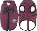 Aiboria Dog Jackets Coat for Winter Windproof Waterproof Fleece Vest Dog Jacket with Chest Strap Belt Purple XL