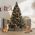 Full Metal Freestanding Dog Gate with Door, 36''Height Foldable Pet Dog Fence for Indoor & Outdoor, 6 Panels Extra Wide Free Standing TallDog Gates for Doorways,House,Stairs,Porch,Deck,Yard