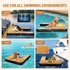FBSPORT Inflatable Dog Boat Ramp Floating Dock Water Ladder for Pool, Boat, Non-Slip EVA Floating Ladder Pool Ramp for Dog Up to 220 LBs, Safe & Easy Access