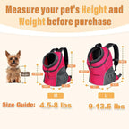 YUDODO 4-8lbs Dog Front Carrier Backpack, Adjustable Breathable Pet Carrier for Small Dogs, Ventilated Puppy Back Pack with Safety Belt, Lightweight Doggy Backpack for Hiking Outdoor (Rose, M)