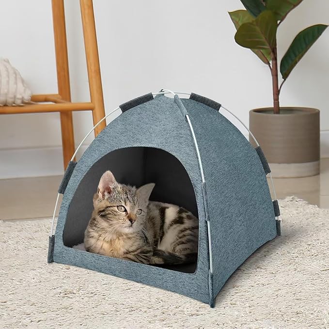 Cat Tent, Cat Houses for Indoor Cats, Quick Assembly and Disassembly, Portable Pet Tent, for Cats, Small Dogs and Other Small Animals (Light Gray)