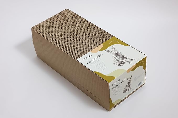 KOCHO Cat Scratcher Value Pack, 5-Count Honeycomb Cardboard Boards, 17.5" Length, Gentle on Claws, Made in Japan