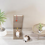 L Shape Cat Scratcher, 26.8" Vertical Cat Scratching Board with Ball Toy, Large Wall Mounted Curving Scratching Ramp, Tall Standing Cat Scratch Pad, Wall Furniture Protector for Indoor Cats