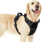 Eagloo Dog Harness for Large Dogs, Easy Wearing with 3 Quick-Release Buckles, Adjustable No Pull Pet Harness with MOLLE System, No Choke Reflective Vest with Control Handle, Black, L