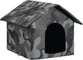 Cat Houses for Outdoor Cats Outdoor Houses for Feral Cats House with Weatherproof Canvas Roof Stray Shelter (Large cat Houses, Green cat House)