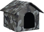 Cat Houses for Outdoor Cats Outdoor Houses for Feral Cats House with Weatherproof Canvas Roof Stray Shelter (Large cat Houses, Green cat House)