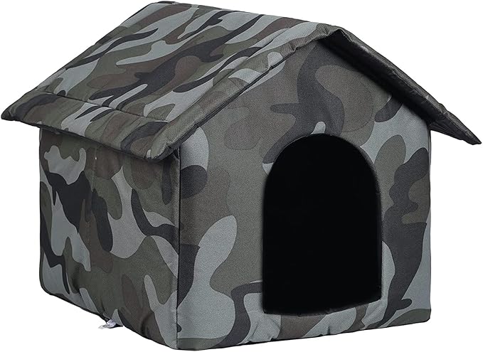 Cat Houses for Outdoor Cats Outdoor Houses for Feral Cats House with Weatherproof Canvas Roof Stray Shelter (Large cat Houses, Green cat House)