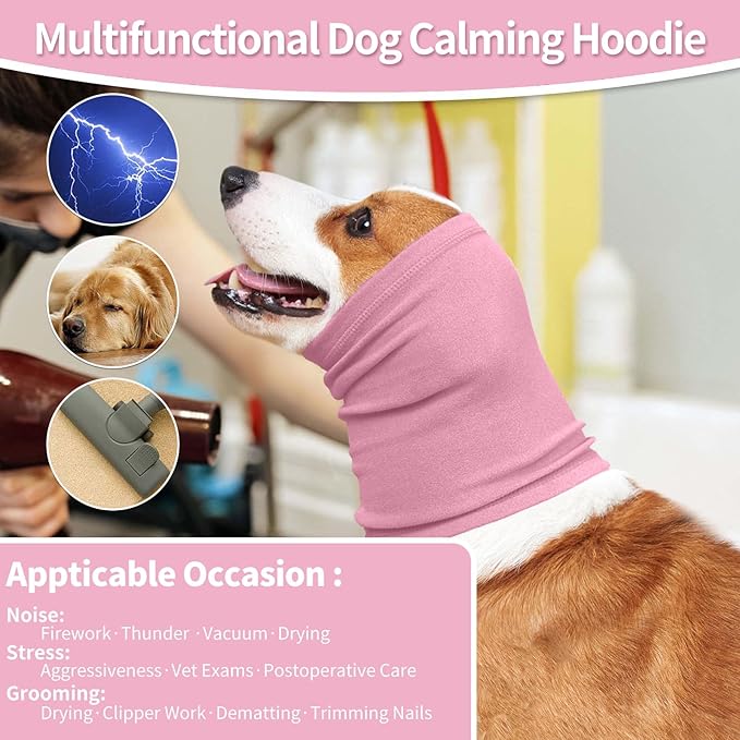 Nanaki Dog Calming Hoodie Ear Wraps for Dogs, Fireworks Ear Protection Head Muffs Doggy Warp Anxiety Relief, Doggy Hematoma Wrap, Pet Head Cover for Grooming and Force Drying Bathing Pet Protector
