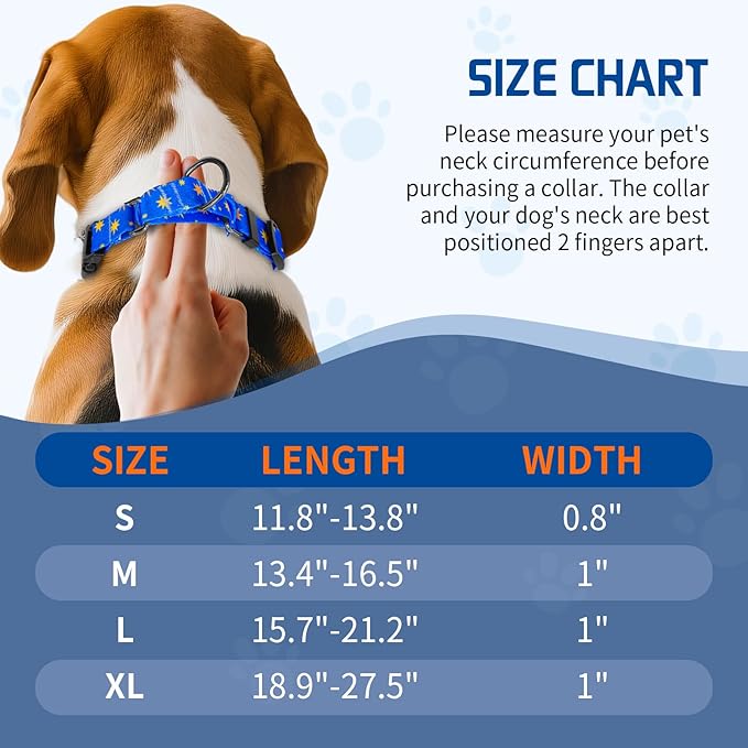 Kazazoo Martingale Collar for Dogs with Quick Release Buckle Adjustable Soft Durable Dog Collar for Small Medium Large No Pull Training Dog Collars-Blue Sky L