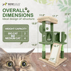 Cactus Cat Tower, 37-Inch Multi-Level Cat Activity Tree with Scratching Posts, Ramp & 2-Door Cat Cave Condo