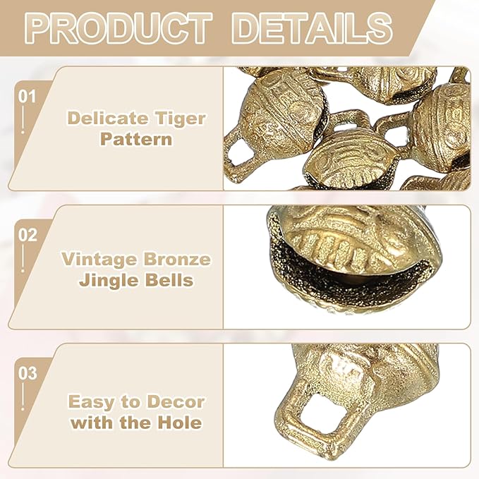 uxcell 16 Pcs Vintage Bronze Jingle Bells, 11mm Tibetan Jingle Bells for Crafts, Small Rustic Decorative Metal Bell for Dog Cat Pet Collar DIY Crafts Home Door Christmas Decor