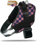 Dog Harness with Patch Panels, No Choke, Reflective, Adjustable, Soft Padded Dog Vest Harness with Easy Control Handle for Large Dogs, US Flag, L