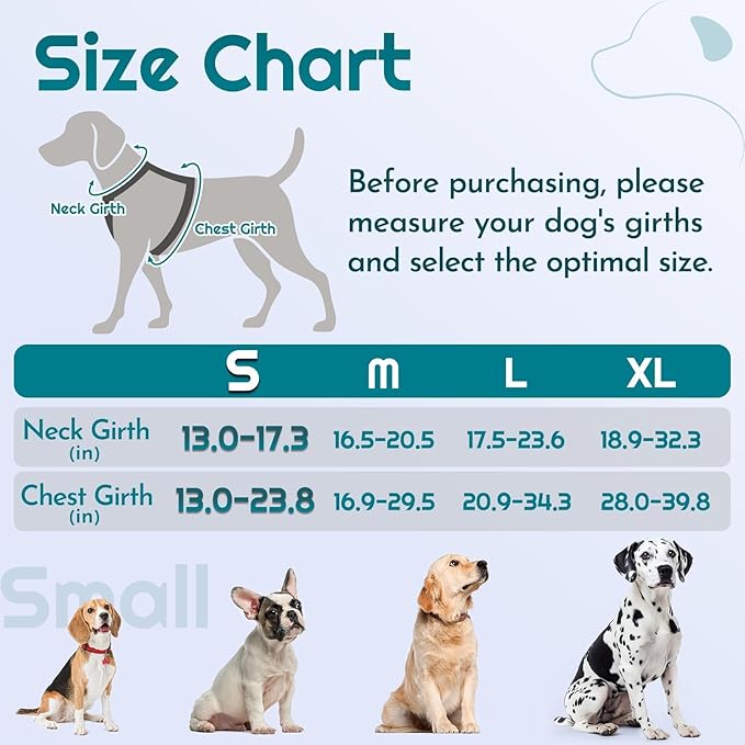 Eagloo Dog Harness Small Sized, Easy Wearing with 3 Buckles, Adjustable No Pull Pet Harness with 2 Rings for Walking, No Chock Reflective Soft Padded Vest with Control Handle, Red & Teal, S
