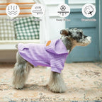 BEAUTYZOO Small Dog Hoodie Sweater with Pockets, Dog Clothes for Small Medium Dogs Boy Girl, Waffle-Like Laminated Cotton Pet Coats with Hat and Leash Hole, Purple S