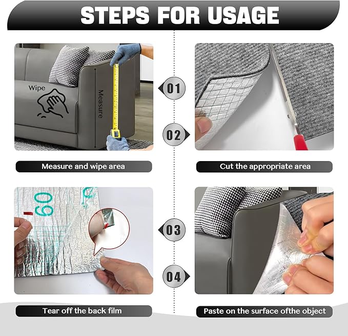 118"x15.8" Cat Scratch Couch Furniture Protector, Adhesive Cat Scratch Pad Deterrent for Furniture, DIY Climbing Anti Cat Scratcher Couch Protector from Cat Claws Scratching for Indoor (LightGrey)