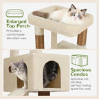 Globlazer Extra Thick Scratching Posts Tower Sturdy 50-inch Corner Cat Tree Tower for Indoor Cats, Cat Tower for Adult Cats with Scratching Board, Kitty Condo, Basket, S50, Beige