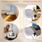 Cat Desk Bed&Cat Hammock for Desk and Bedside,90°Rotating&Height Adjustable,40 lbs Capacity,Soft Faux Fur with Reversible Mat,23.62x14.57x2.76 inch Modern Beige Cat Perch for Office&Game Tables(Beige)