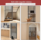 Glaf Extra Tall Pet Gate 63" Pressure Mounted Cat Door Safety Metal Cat Gate Adjustable Width Dog Door Auto-Close Dog Gates for Doorways, Stairs, Kitchen, Hallway (Black, 33.86-37.4")