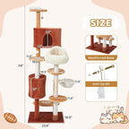 Erinnyees 74" Extra Large Football Cat Tree Tower for Indoor Cats, Multi-Level Sports Themed Cat Condo with Sisal Scratching Posts & Hammocks, Heavy Duty Tall Pet Furniture Gifts for Fans