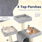 Tangkula 65 Inch Tall Cat Tree, Multi-Level Cat Tower with Sisal Scratching Posts & Board, 2 Condos, 3 Plush Top Perches, Adjustable Basket, 3 Hanging Balls for Indoor Cats (Gray)